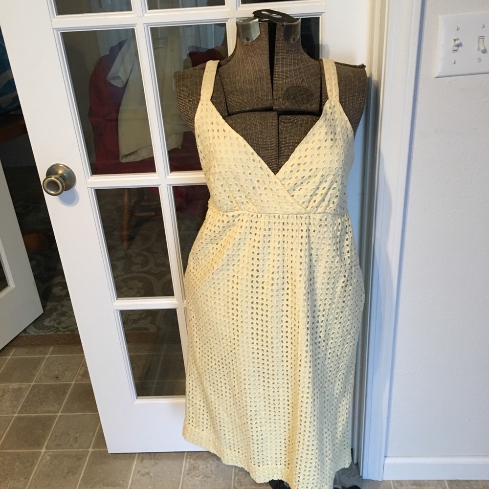 Ana yellow cotton eyelet sundress size 10